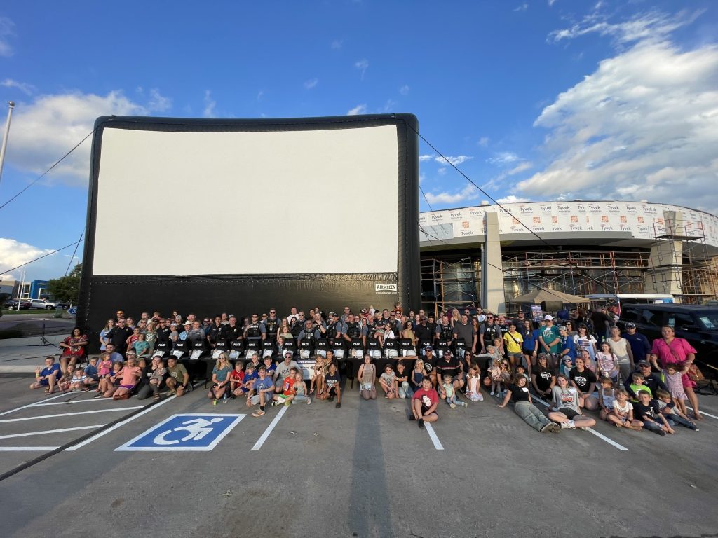 Cars under the stars with inflatable movie screen