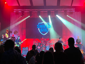 stage with band playing